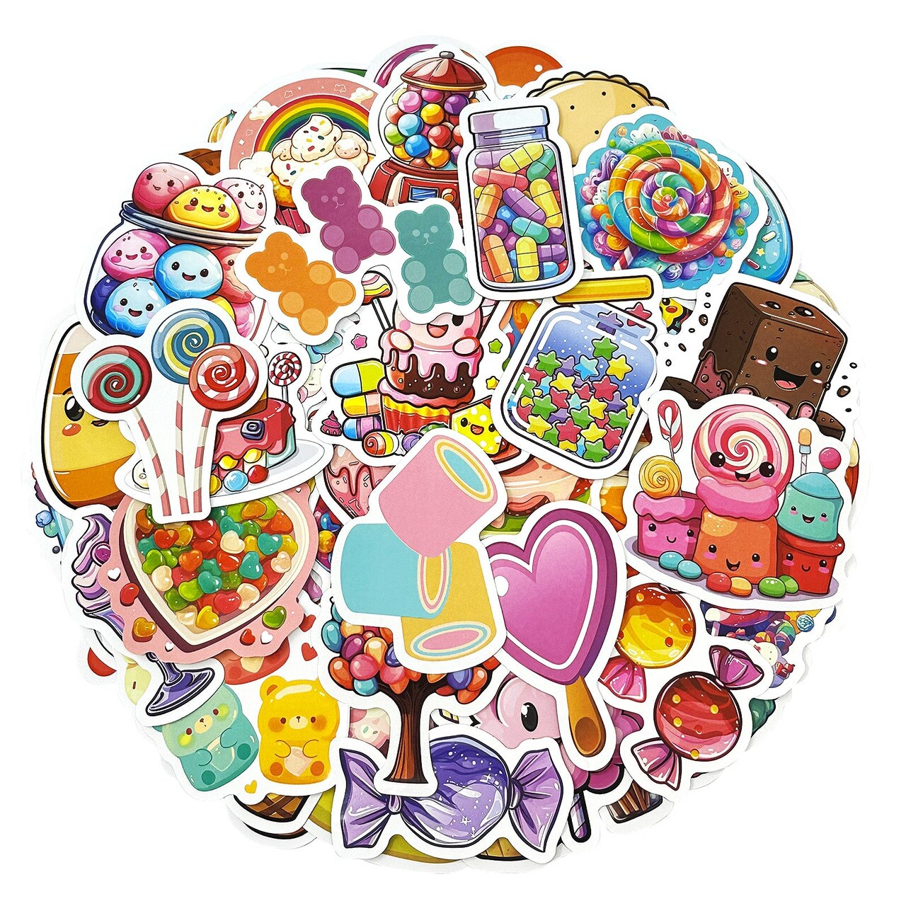 Wrapables Waterproof Vinyl Stickers for Water Bottles, Laptop, Phones, Skateboards, Decals for Teens, 100pcs Sweet Treats